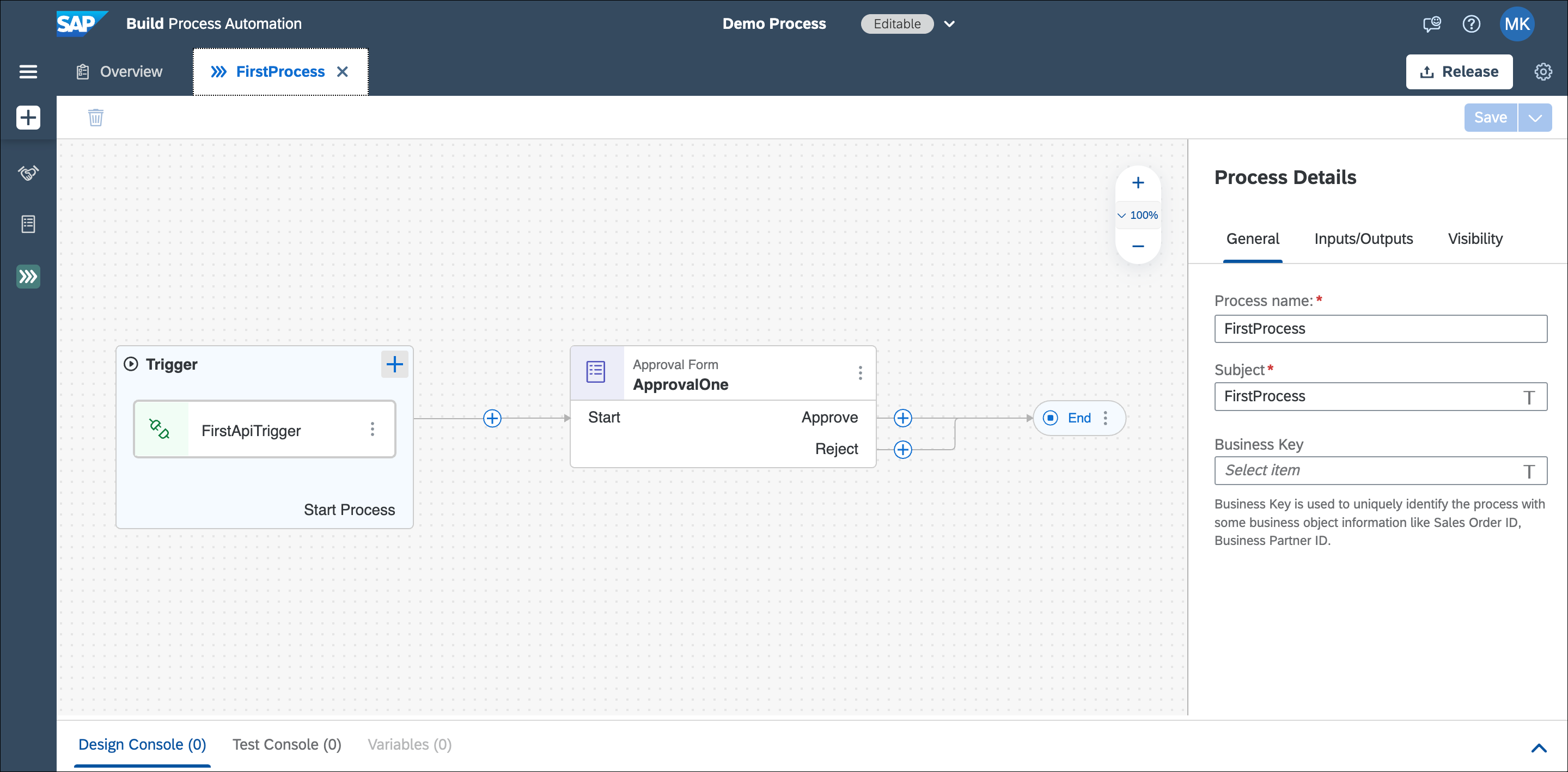 SAP Build Process Automation Process