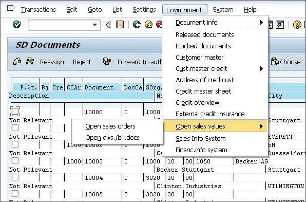 Open Sales Values SAP SD