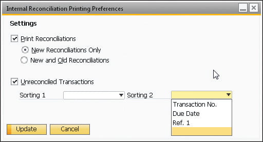 Internal Reconciliation Printing Processes