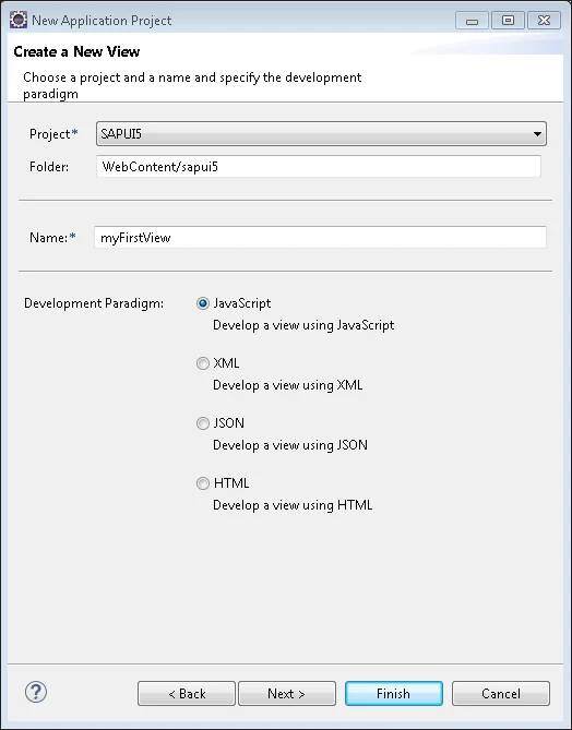New SAPUI5 View in Eclipse