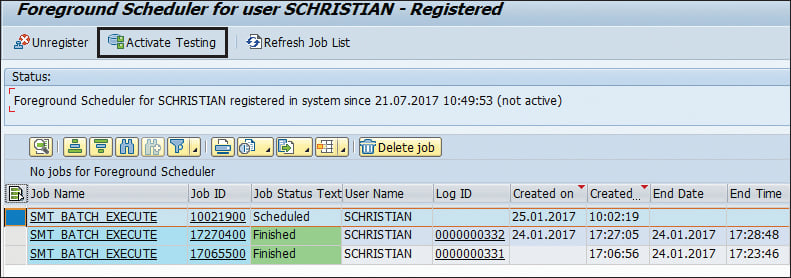 SAP Solution Manager Foreground Scheduler 