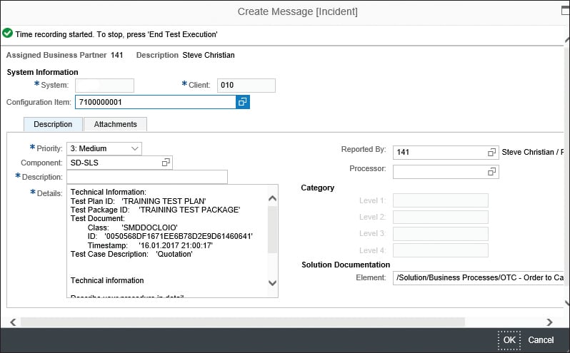 SAP Solution Manager Create Message