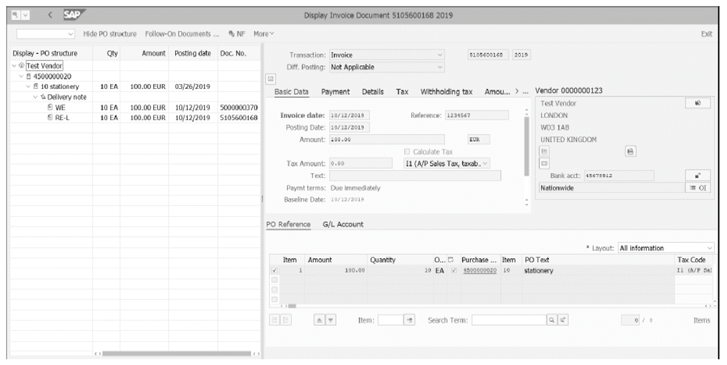 Displaying the Purchase Order Structure