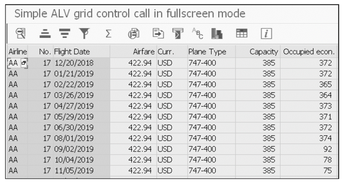 ALV Grid Example Using Function Module