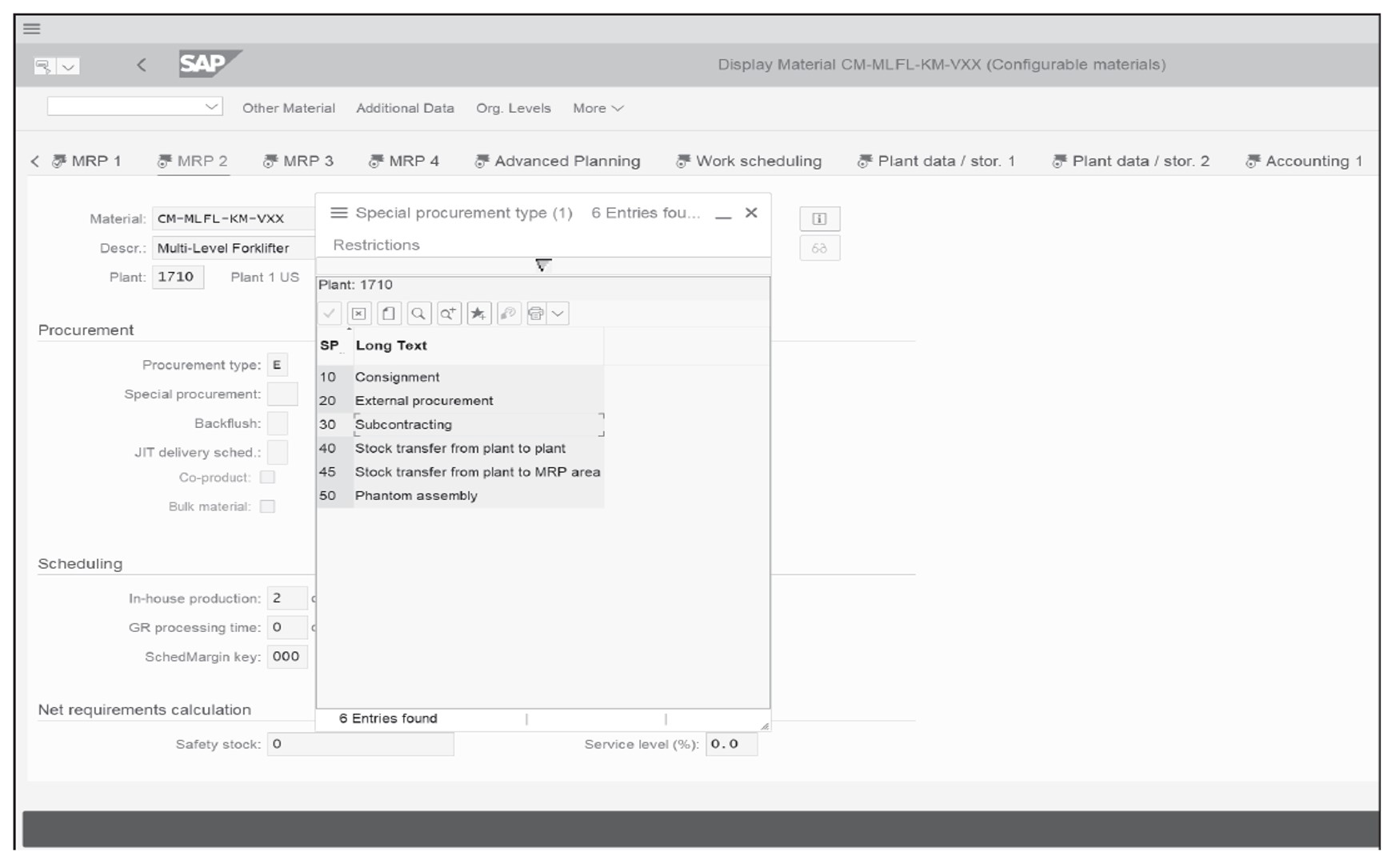 Procurement Settings for Subcontracting in Material Master