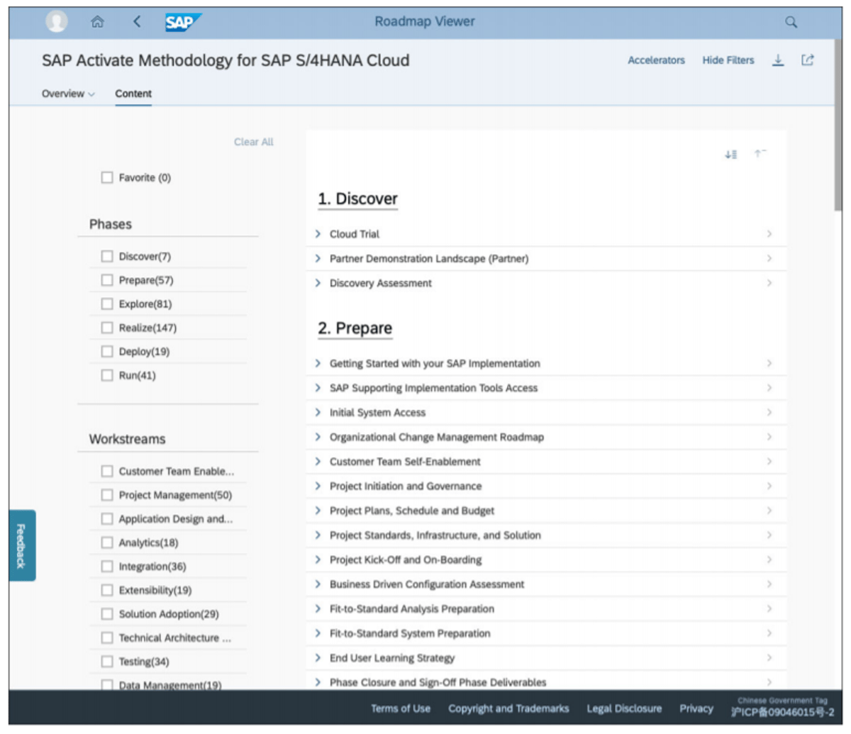 Using the Roadmap Viewer for SAP Activate Projects