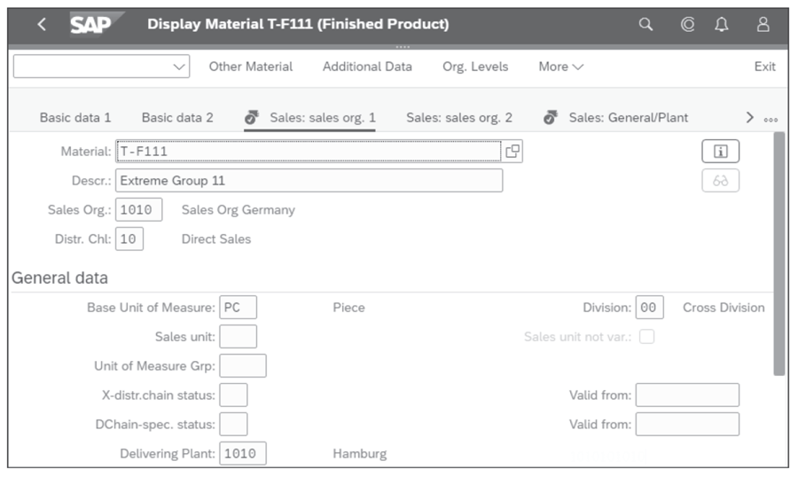 First Steps in SAP S/4HANA How to Display Sales Data in the Material