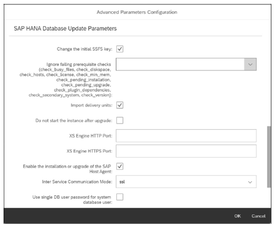 Advanced Parameters Configuration: Database Update