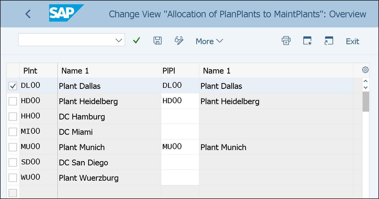 Change View "Allocation of PlanPlants to MaintPlants"