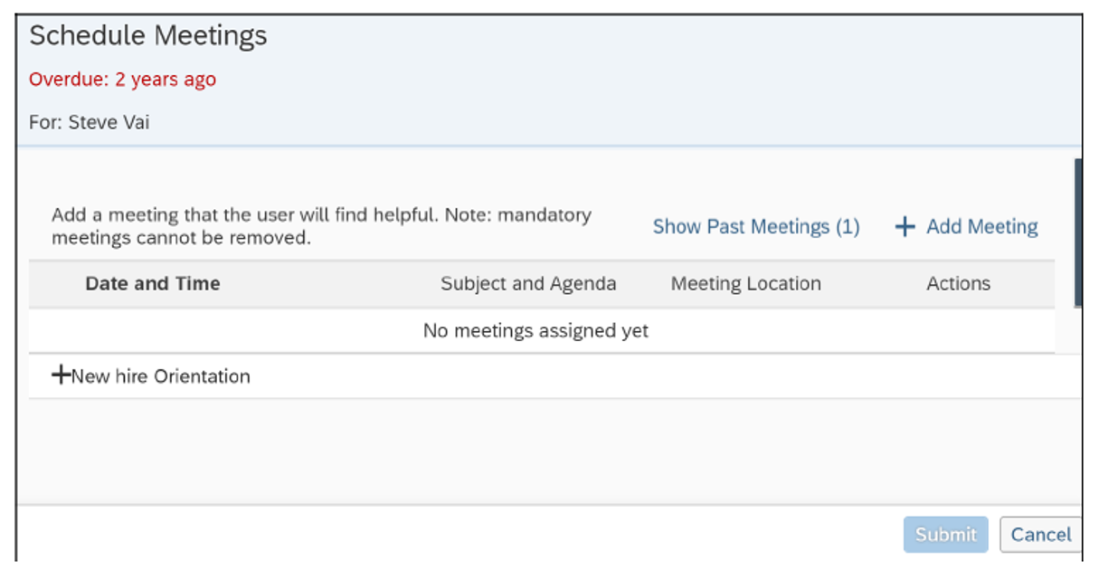 SAP SuccessFactors Onboarding: Schedule Meetings