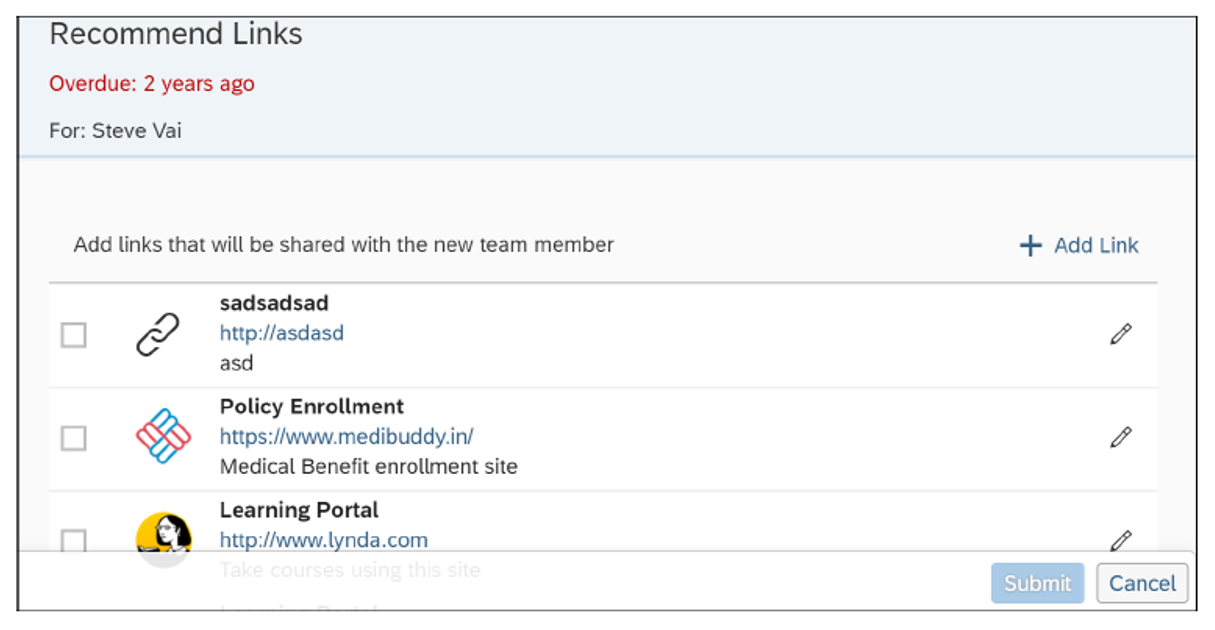 SAP SuccessFactors Onboarding: Recommend Links