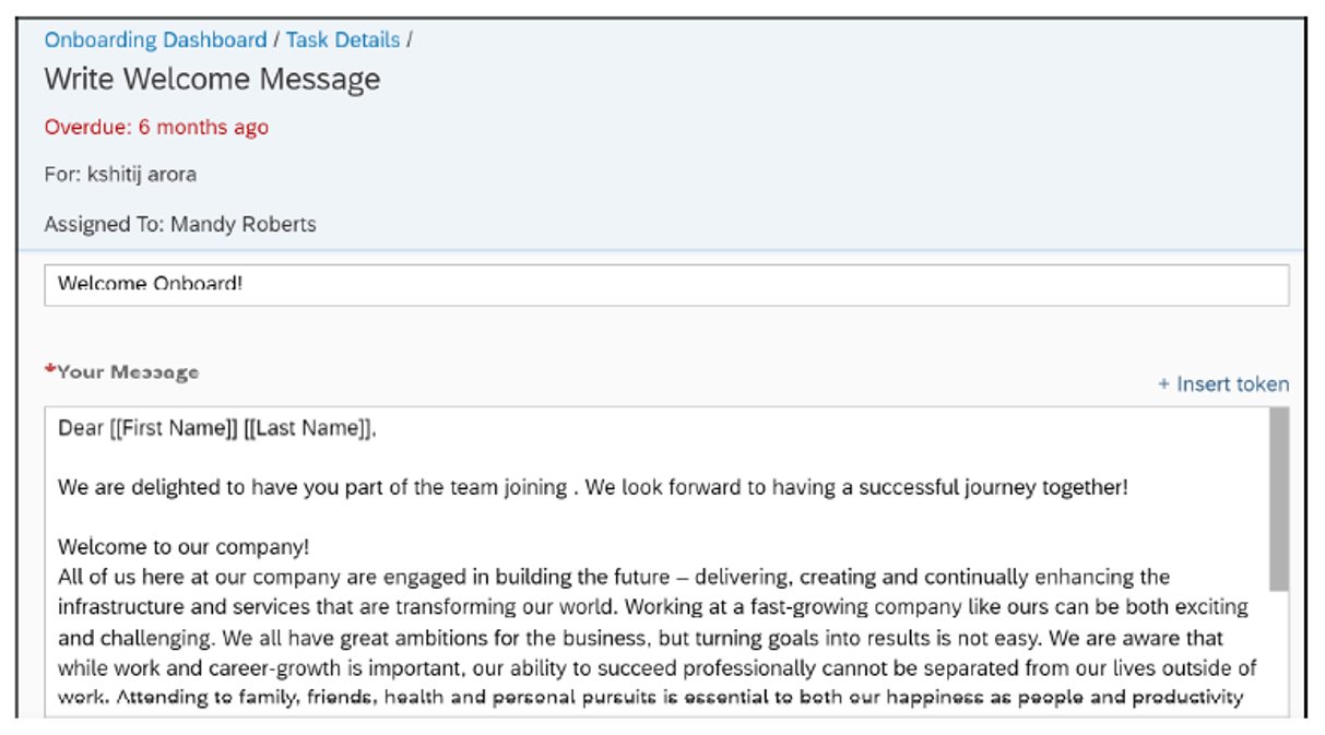 SAP SuccessFactors Onboarding: Write Welcome Message