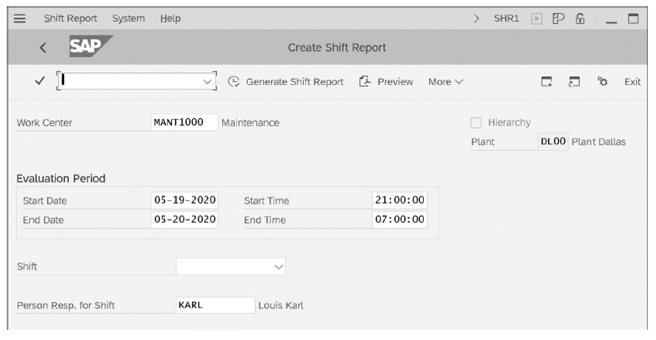 SAP S/4HANA Plant Maintenance Using Shift Notes and Shift Reports