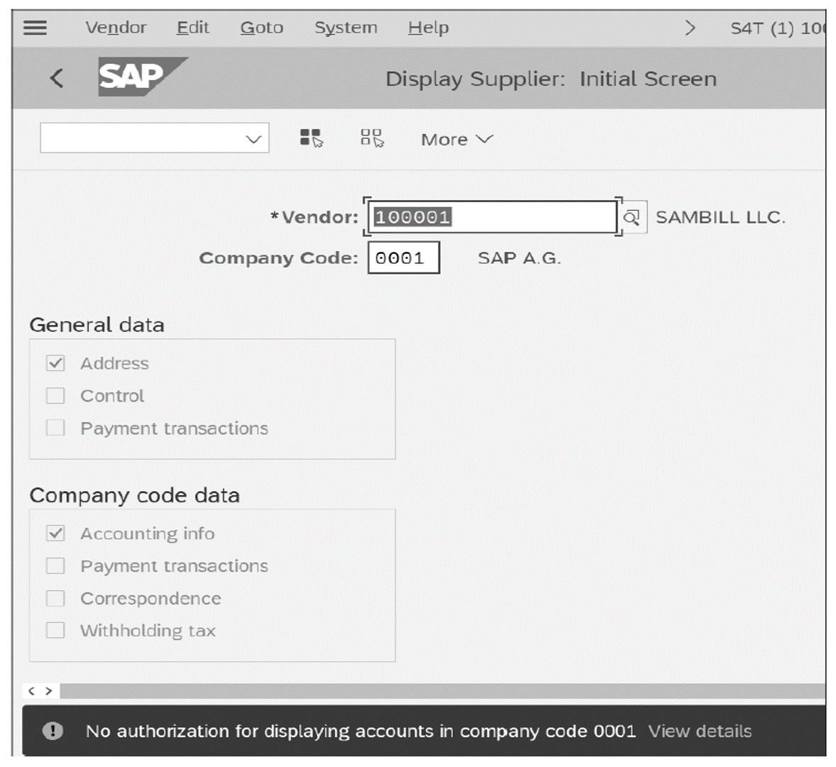 Authorization Error while Accessing Company Code 0001 in Transaction FK03