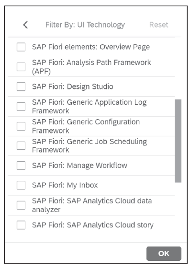 Sample List of Selection for Analytical Apps