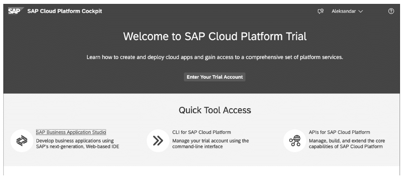 SAP Business Application Studio Set Up in an SAP BTP Trial Account
