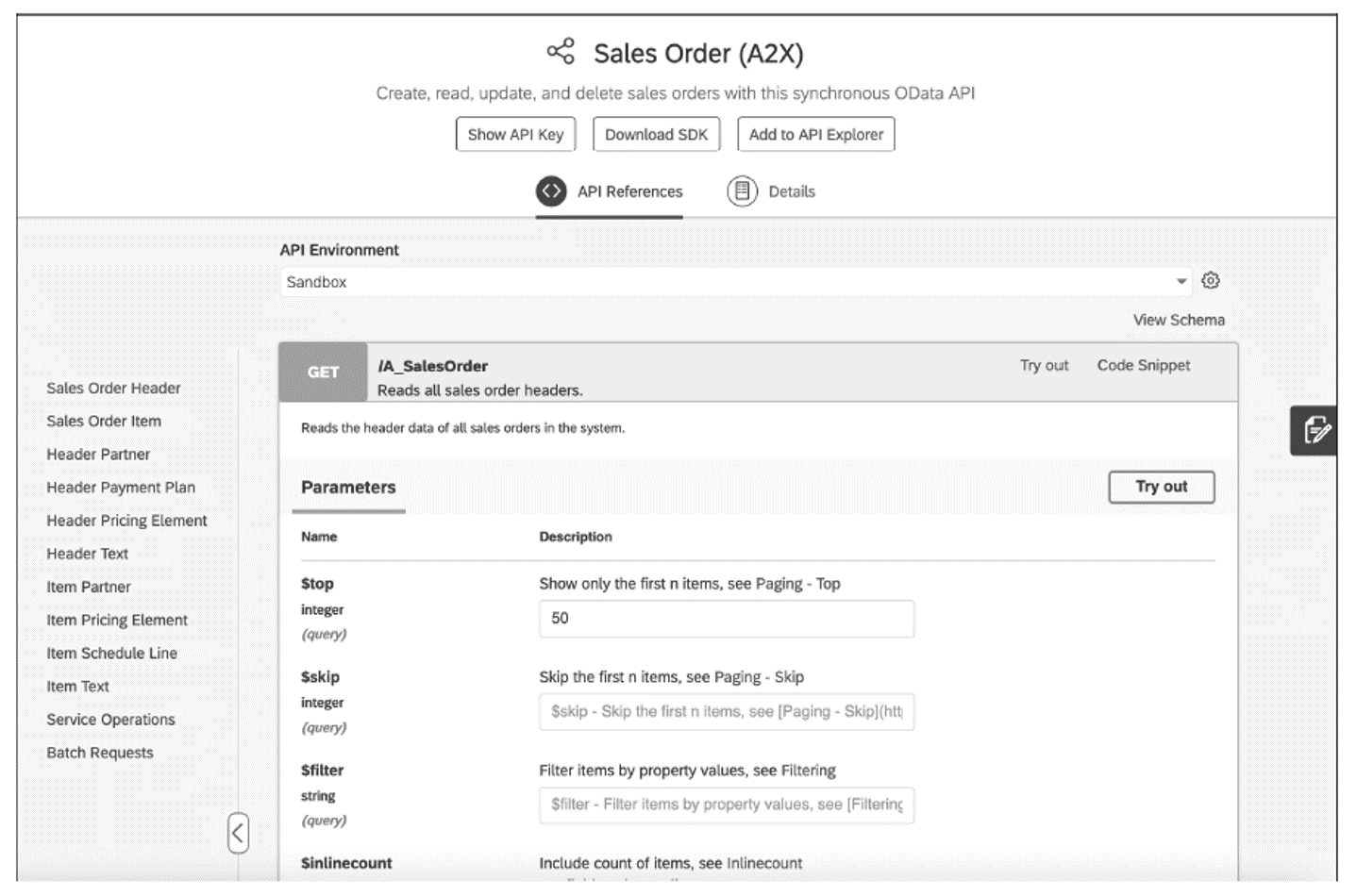 Sales Order (A2X) API References