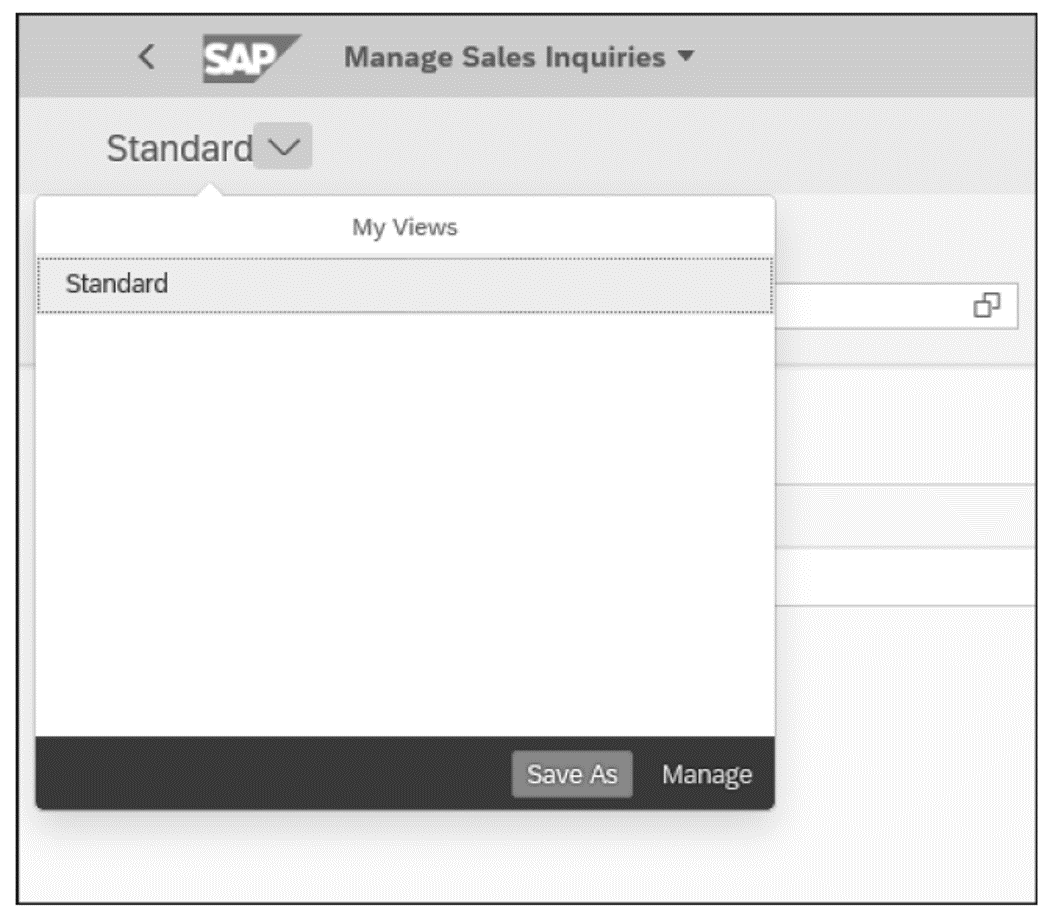SAP Fiori Manage Sales Inquiries App: Save Filters