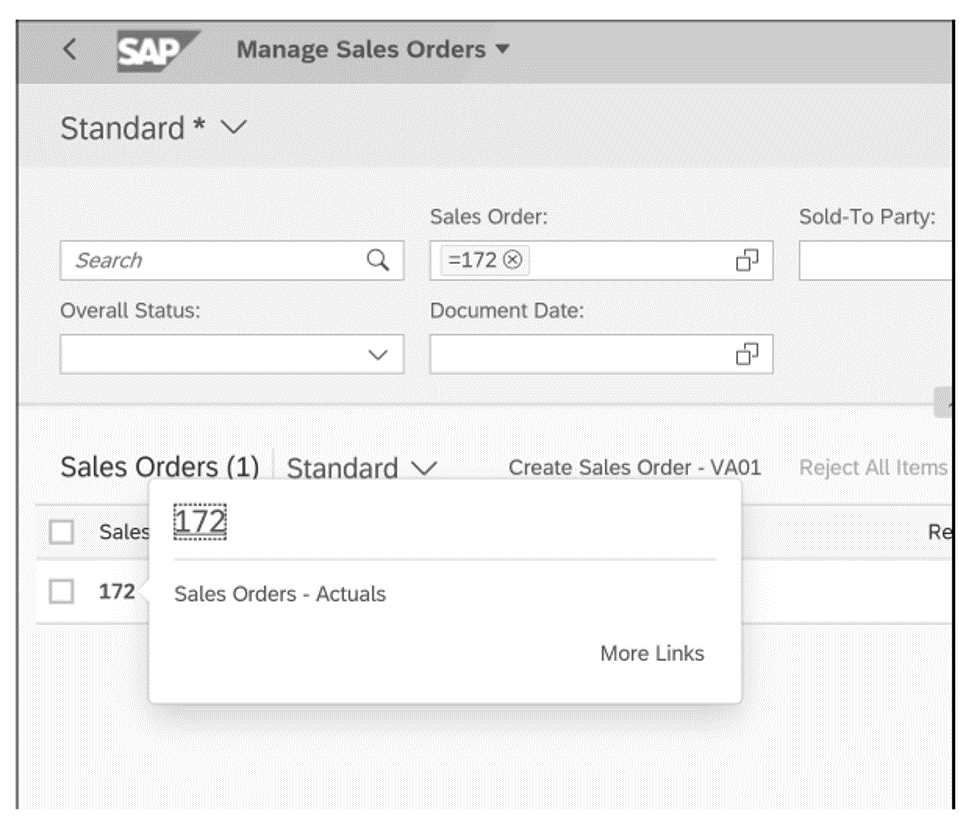 Manage Sales Orders: Context-Sensitive Menu