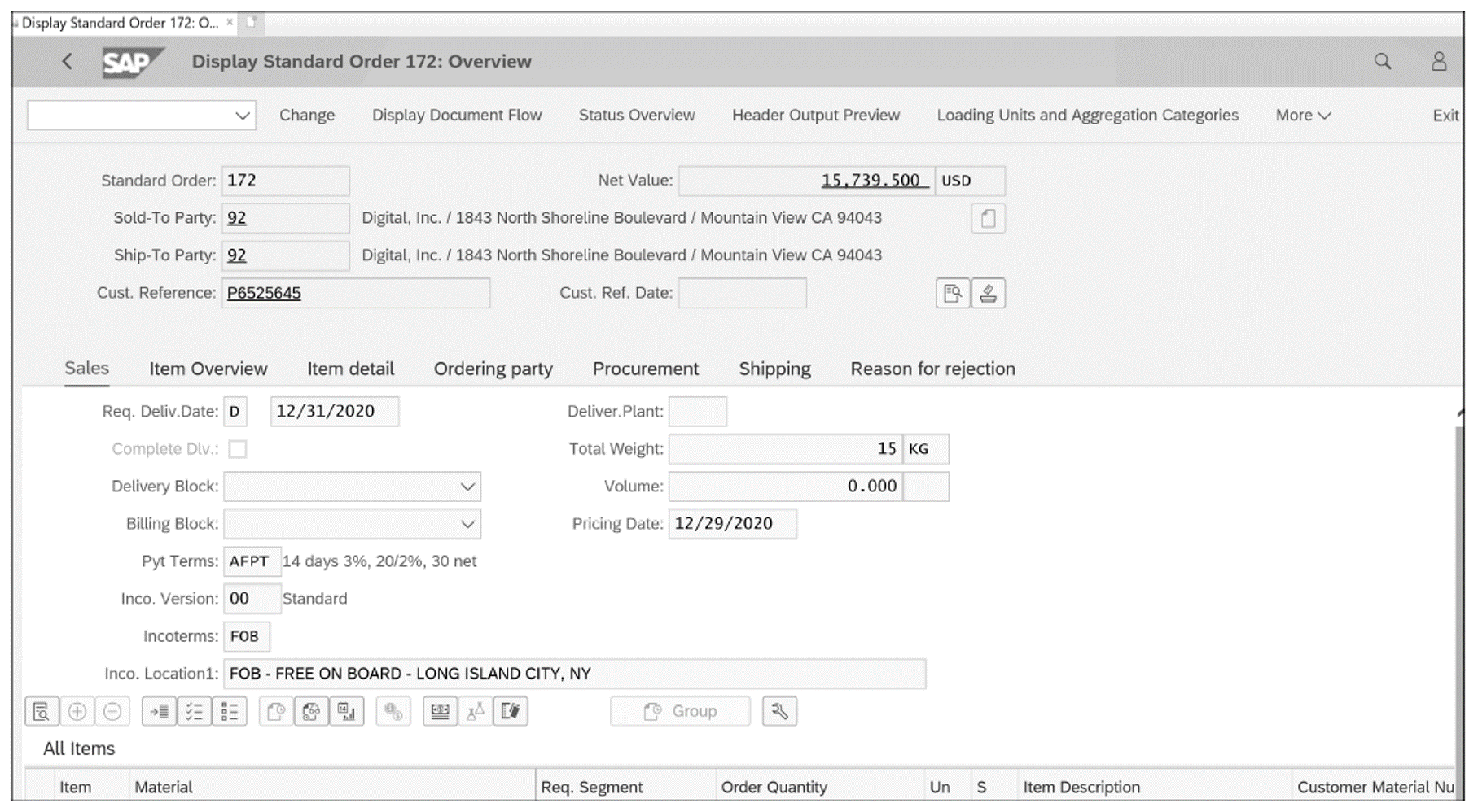 Display Standard Order: Overview in SAP Fiori