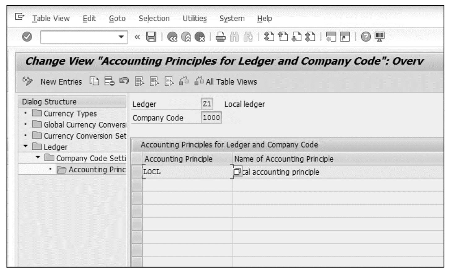 Mapping of Accounting Principle to Ledger