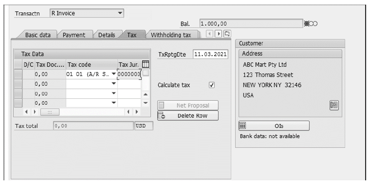 Taxes in Financial Accounting Customer Invoice