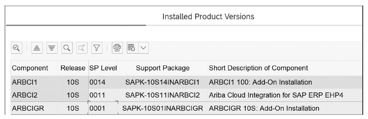 Installed Versions on the SAP S/4HANA Side