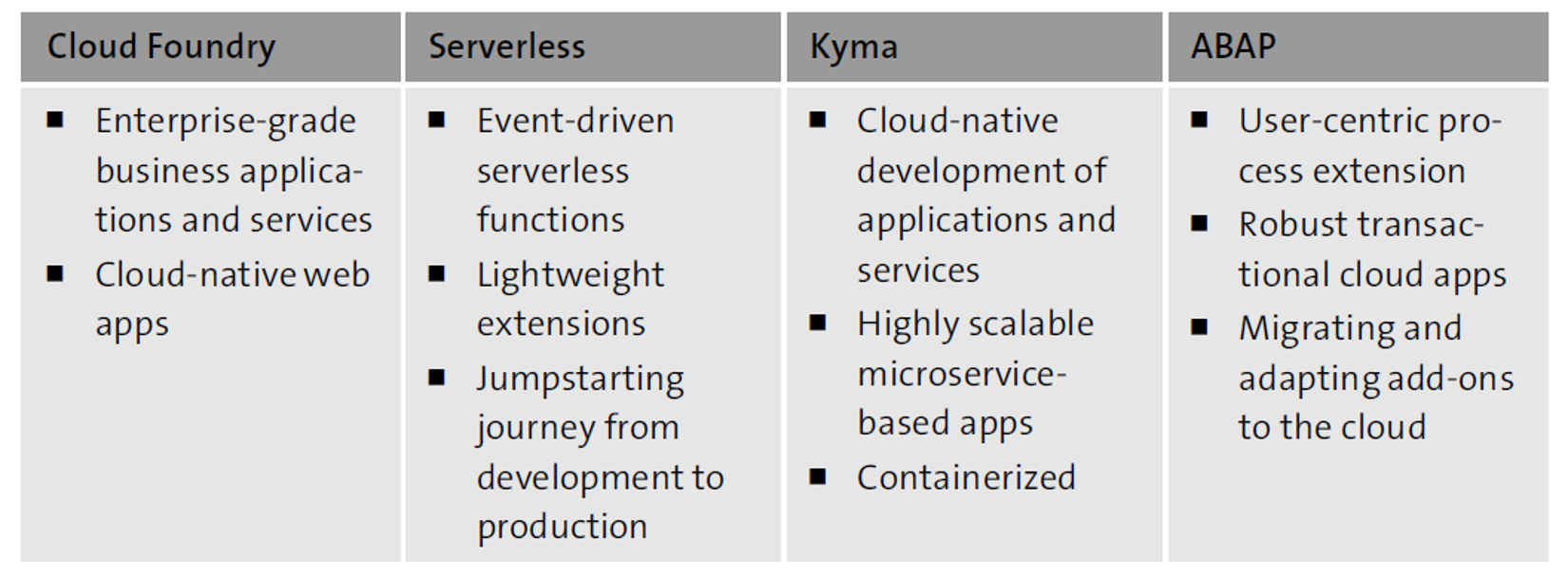 SAP BTP Deployment Runtimes