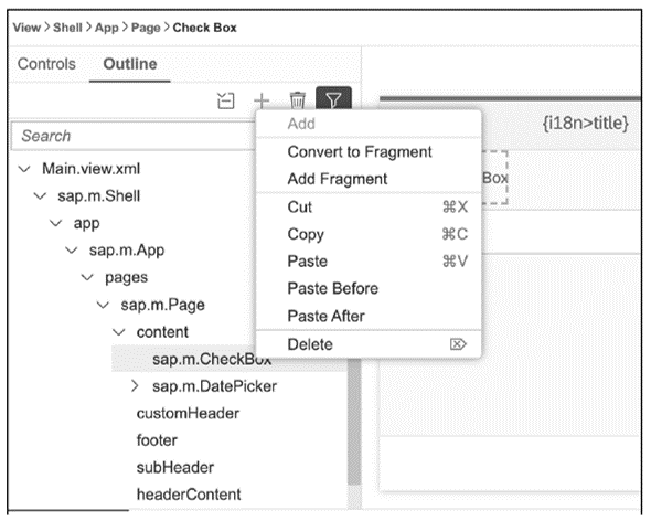 Outline View of Layout Editor