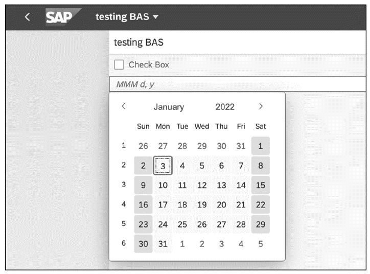 Aplicación que se ejecuta en SAP Business Application Studio para pruebas