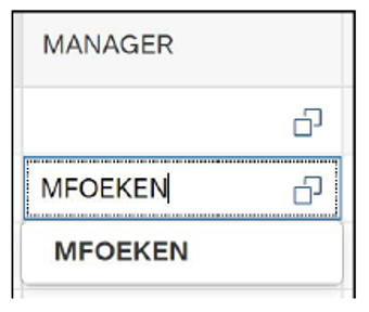 Selecting the User by Entering “MANAGER”