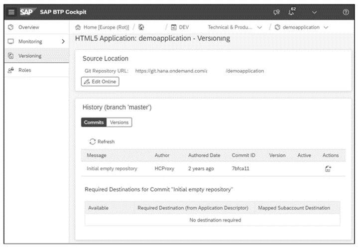 SAP BTP, Neo Environment: Control de versiones