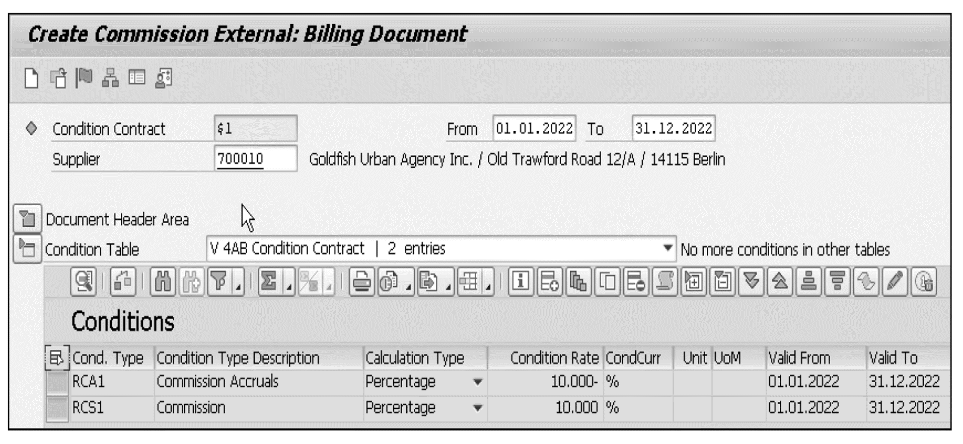 Condition Table Section