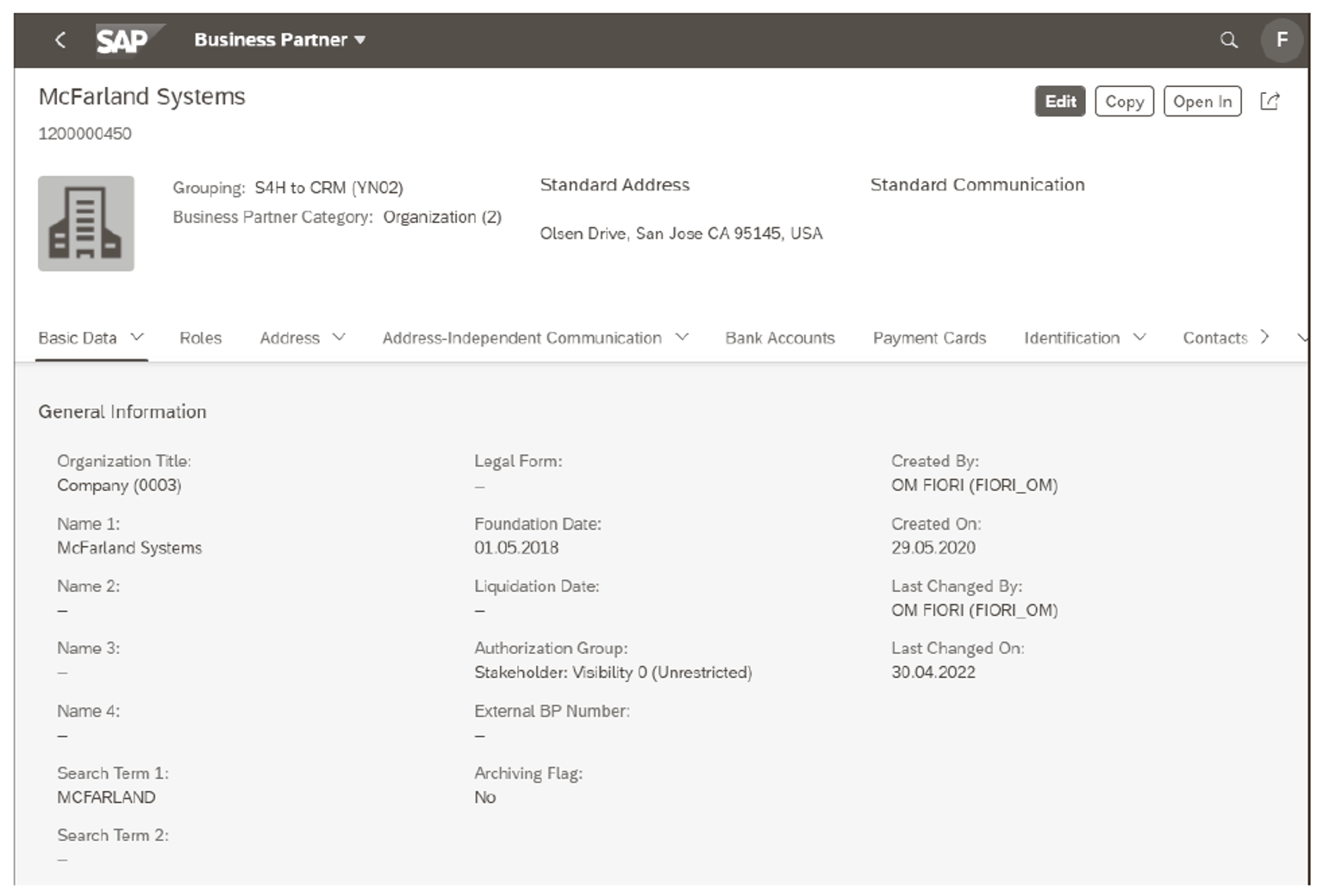 Business Partner Details: McFarland Systems