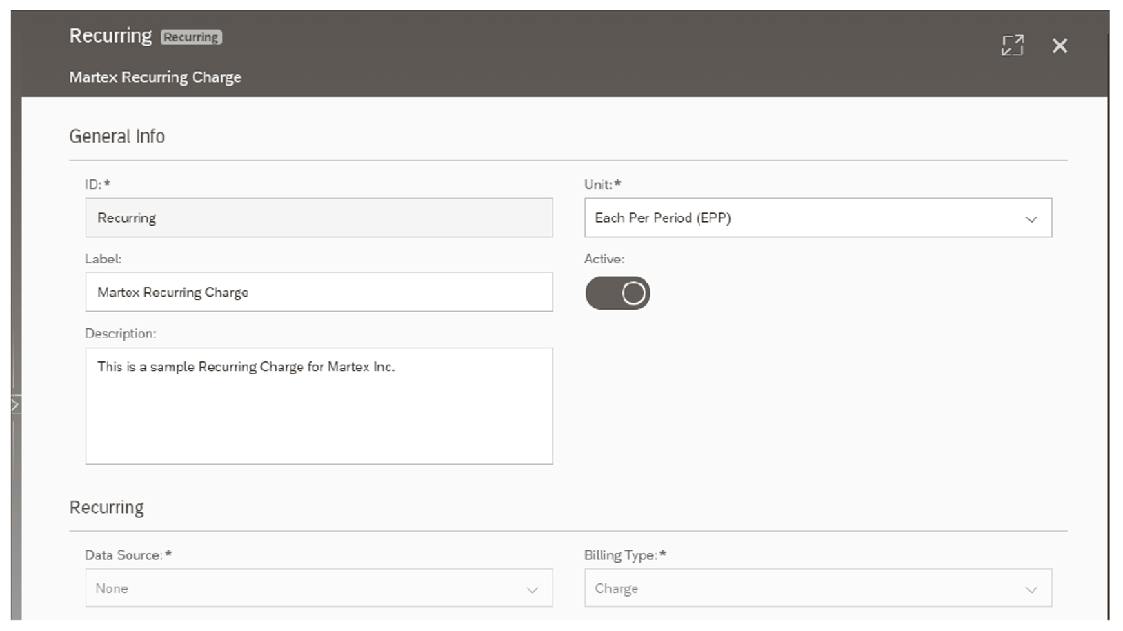 Martex Recurring Rate Element