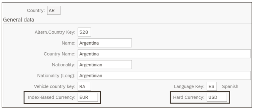 Hard Currency and Index-Based Currency Settings