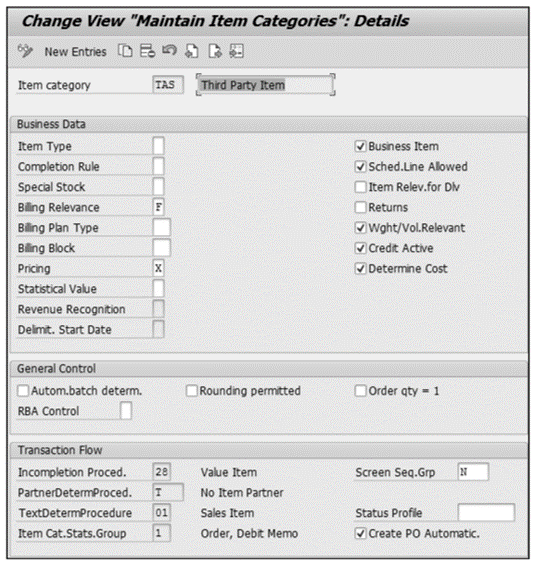 Item Category Controls (1 of 2)