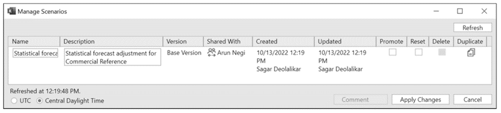 Simulated Planning Results Saved and Shared as Scenario