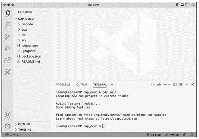 Modelo de programación de aplicaciones en la nube de SAP: inicialización del proyecto