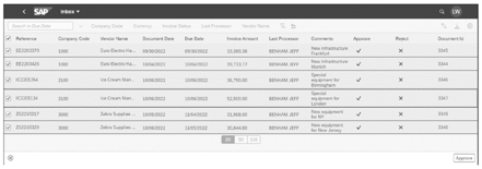 Approve Invoices Bulk Mode List for an Approver