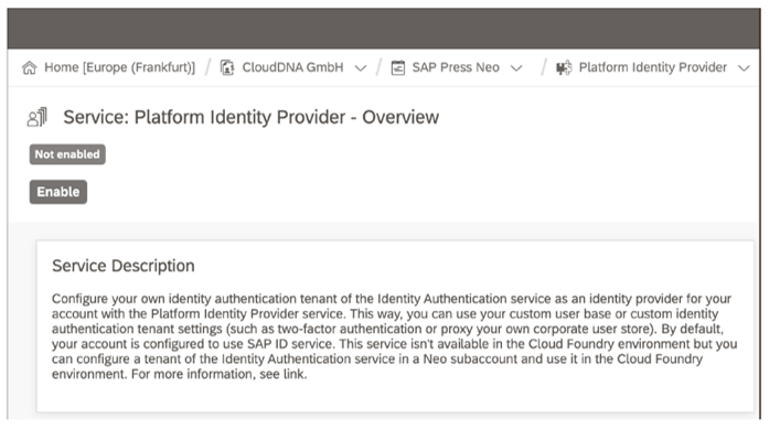 Activating the SAP Platform Identity Provider Service