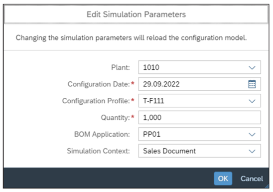 Edit Simulation Parameters Popup Window