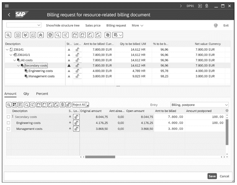 Expenses View of a Resource-Related Billing