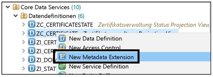 Creating a Metadata Extension for the User Interface