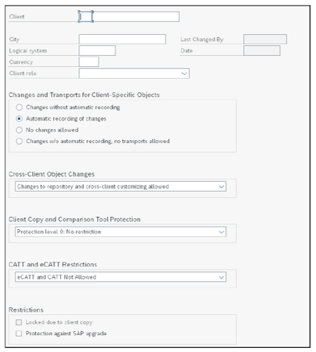 Transaction SCC4, create new client