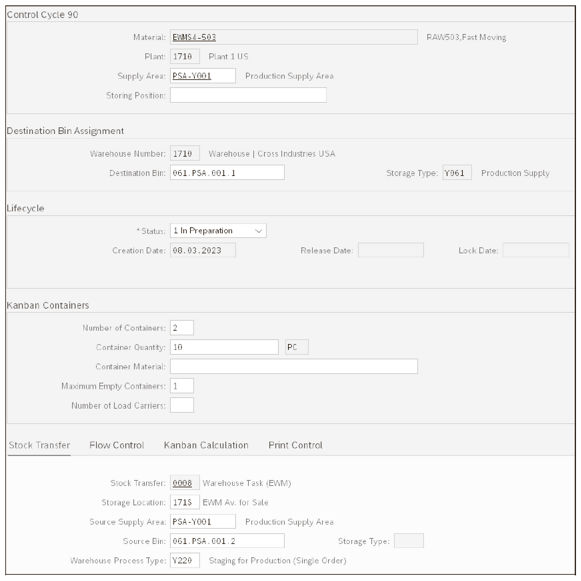 Extended Control Cycle Settings for EWM-Related Data