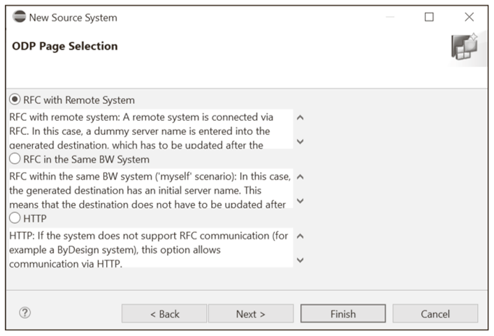 RFC Selection for Source System