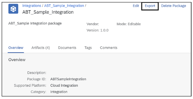 Exporting an Integration Package