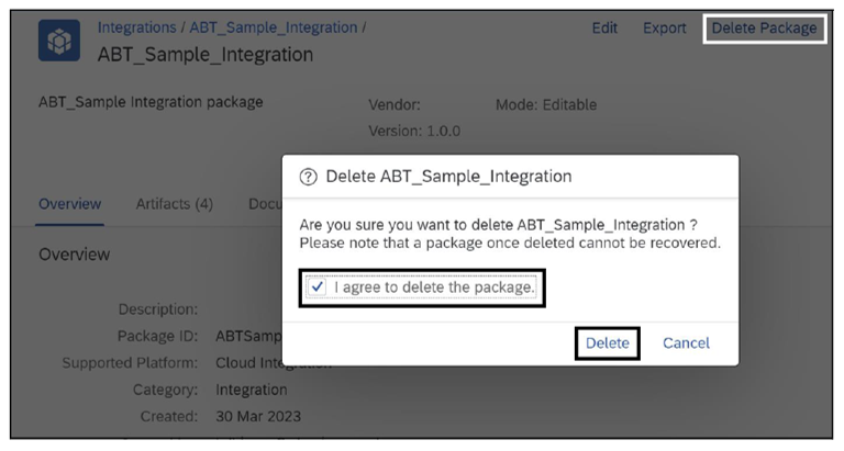 Deleting an Integration Package