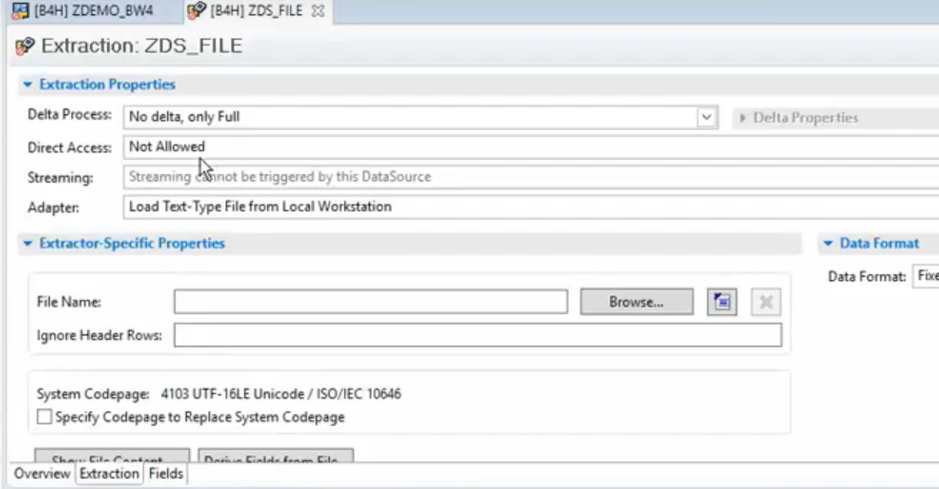 Data source setting in SAP BW/4HANA